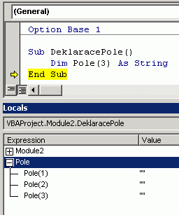Dolní mez pole je 1