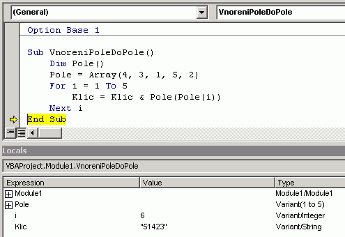 Netradiční použití dvou polí