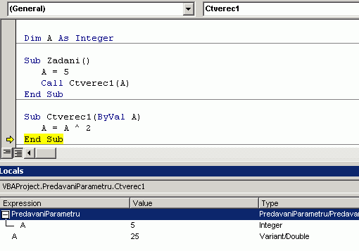 Parametry pedan hodnotou a globln promnn