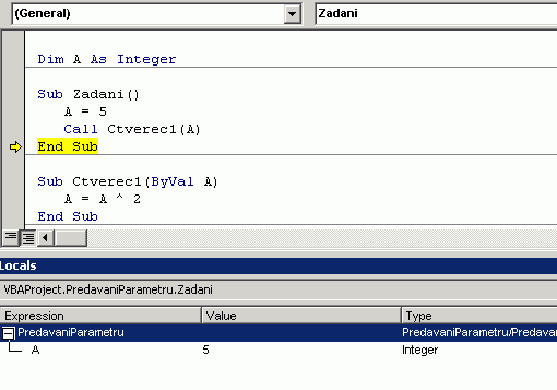 Parametry pedan hodnotou a globln promnn