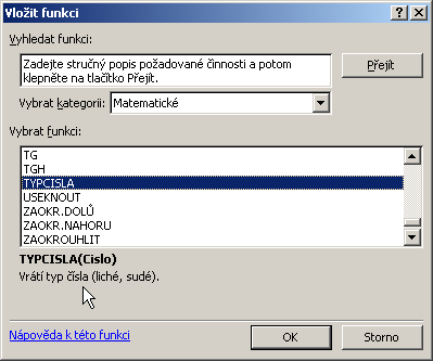 Zmna kategorie funkce