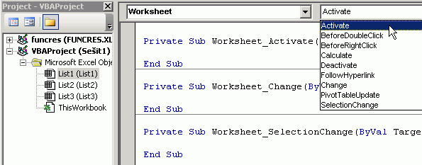Vytven procedur udlost na rovni listu